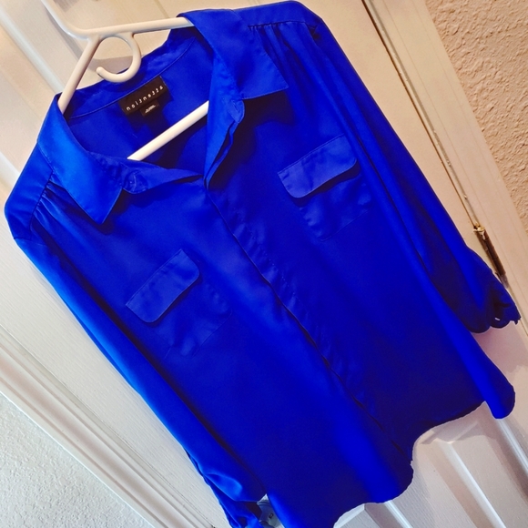 Vintage Tops Vintage Buttonup Sheer Royal Blue Dress Shirt Poshmark